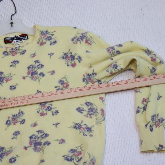 Vintage Alain Manoukian Floral Sweater Size 1 - Yellow Lambswool Blend Pullover - Picture 5 of 6
